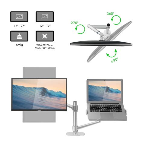 Viozon Monitor And Laptop Mount 2 In 1 Adjustable Dual