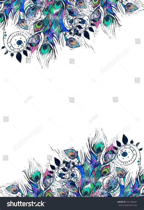 greeting watercolor card peacock frame peacock stock vector royalty free 241746421 shutterstock