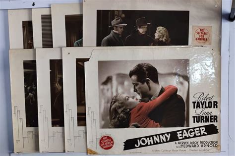 original lobby cards johnny eager 1941 set of 8 robert taylor lana turner van heflin