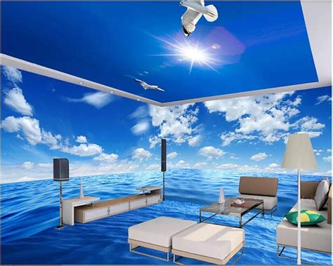 Beibehang Whole House Sea Water Scenery Theme Space Background Wall