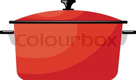 Cartoon Red Saucepan On A White Stock Vector Colourbox