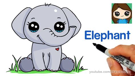 How To Draw An Elephant Easy Youtube Elephant Drawing Baby Animal