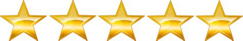 5 Sparkling Gold Stars Rating Transparent Background Five Star Rating