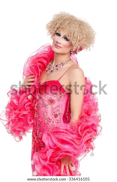 Drag Queen Pink Evening Dress Performing Stock Photo 336416105