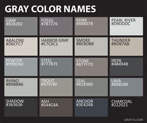 Gray Color Names Grey Color Names Color Psychology Color Names