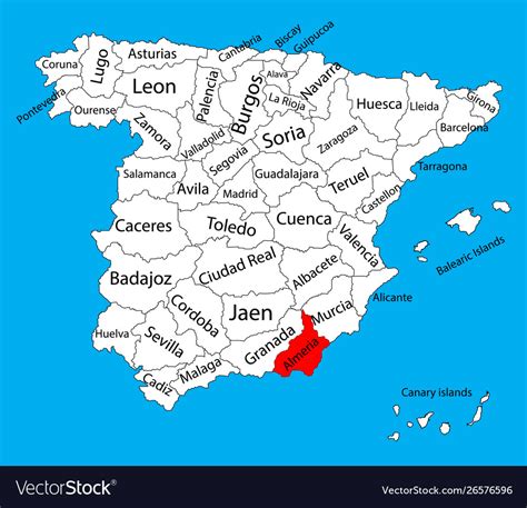 Almeria Map Spain Province Administrative Map Vector Image