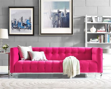 Bea Velvet Sofa Available In Hot Pink Navy Cognac