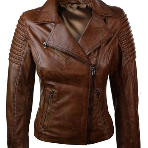 Women Brown Leather Motorcycle Jacket Xtremejackets