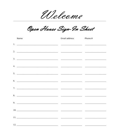 Free 5 Real Estate Open House Sign In Sheets In Pdf