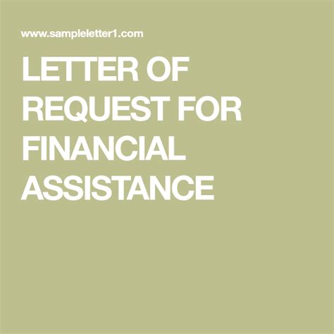 Letter Of Request For Financial Assistance Professional Reference