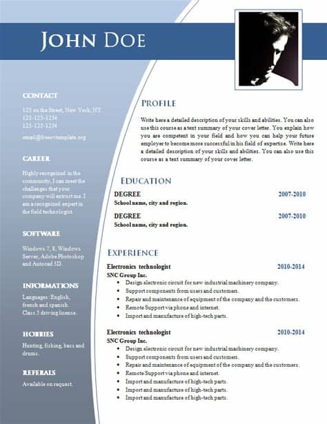 Select one of our professional resume templates if you have plenty of work experience under your belt. CV templates for word .DOC (#632 - 638) • Get A Free CV