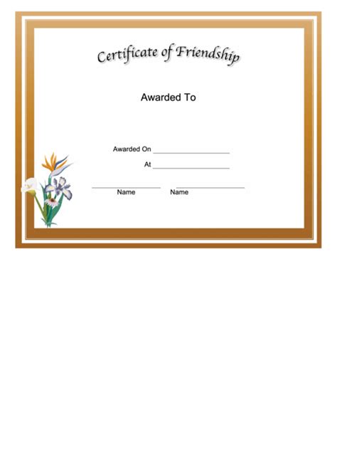 friendship certificate printable