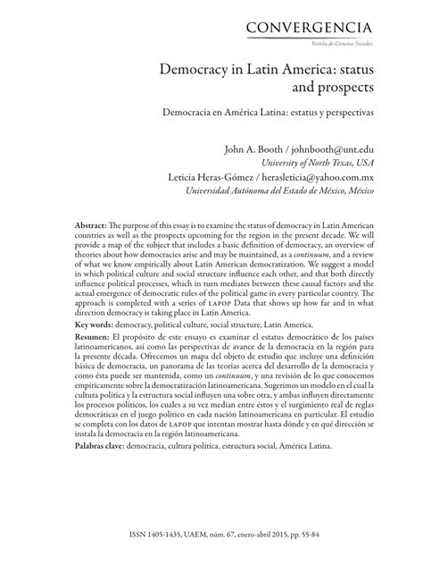 Pdf Democracy In Latin America Status And Prospects