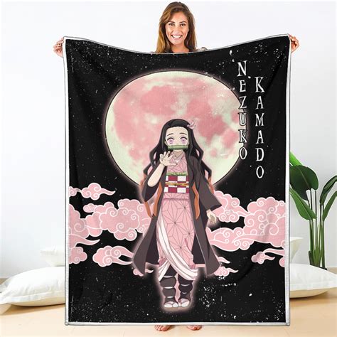 Nezuko Kamado Blanket Custom Moon Style Demon Slayer Anime Bedding In 2022 Anime Slayer Anime