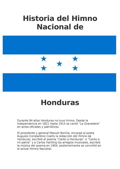 Historia Del Himno Nacional De Honduras Historia Del Himno Nacional