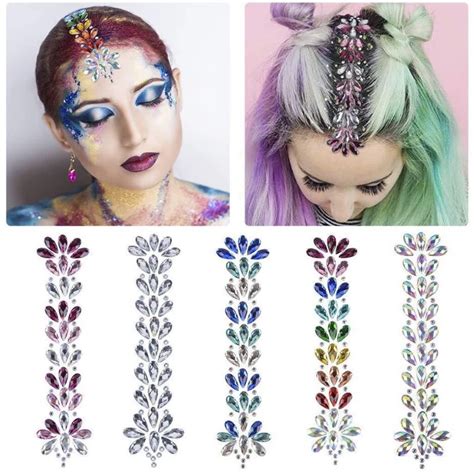 1pc adhesive shiny tattoo glitter face jewels 3d crystal rhinestone for festival party body hair