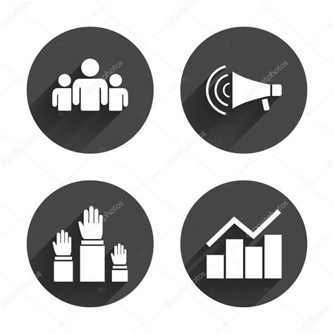Ready to be used in web design, mobile apps and presentations. Strike, loudspeaker, Election icons — Stock Vector ...