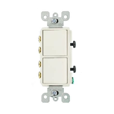 Leviton Decora 15 Amp Single Pole Dual Switch White R62 05634 0ws