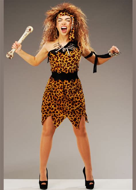 Womens Sexy Cavewoman Fancy Dress Costume Leopard Print Adult Size Ebay