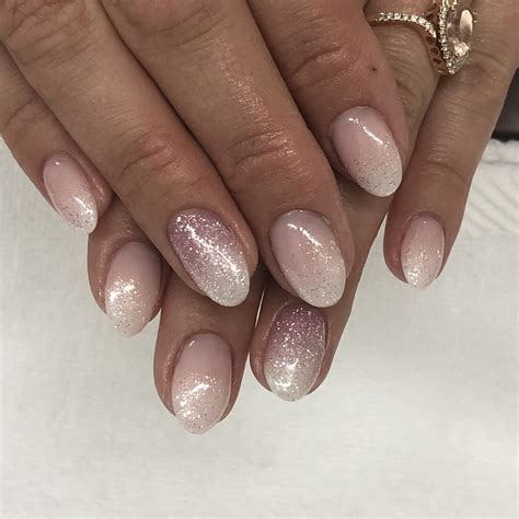 Pink And White Glitter Ombré French Gel Nails Pink Glitter Nails Pink Ombre Nails Glitter Fade