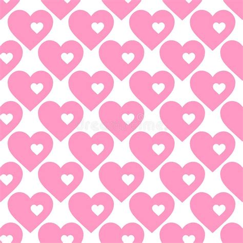 Vector Seamless Abstract Pattern Pink Hearts On White Background Stock