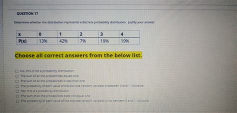 Solved QUESTION 17 Determine Whether The Distribution Chegg