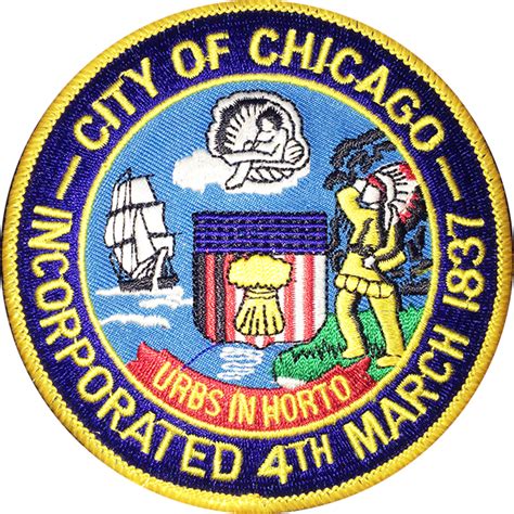 City Of Chicago Seal Patch Blue Border Size 4 Large Chicago Cop Shop