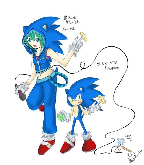 Miku Sonic Sketchhog By Alice Maestra Sonic Miku Hatsune Miku