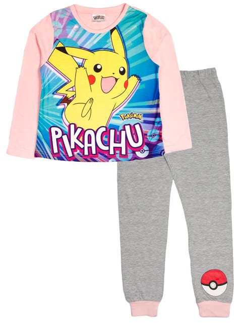 Girls Pokemon Go Pyjamas Full Length Pikachu Pjs 2 Piece Pyjama Set
