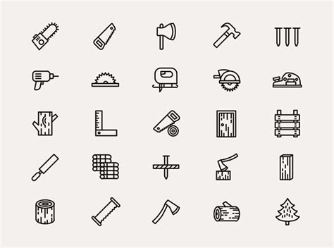 25 Woodwork Vector Icons