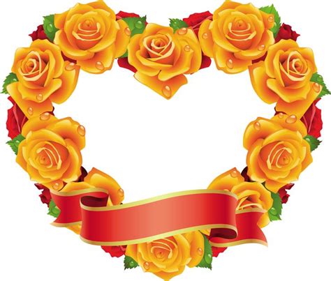 Yellow And Red Roses Heart Transparent Frame Colorful Heart Red