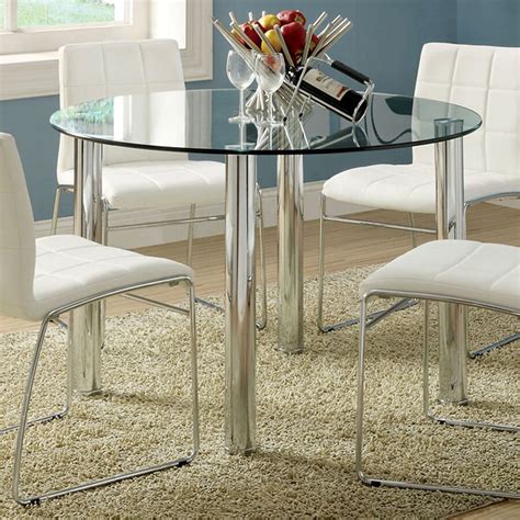 Furniture Of America Kona Glass Tempered Glass Round Dining Table At