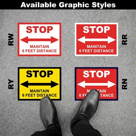 Stop Maintain 6 Feet Distance Round Floor Decal