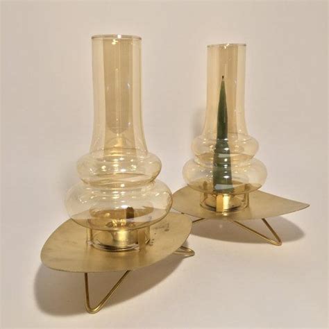 Mid Century Glass Chimney Candle Holders A Pair Chairish