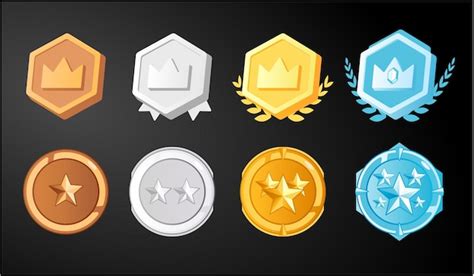 Free Vector Game Rank Icons Bronze Silver And Gold Badges