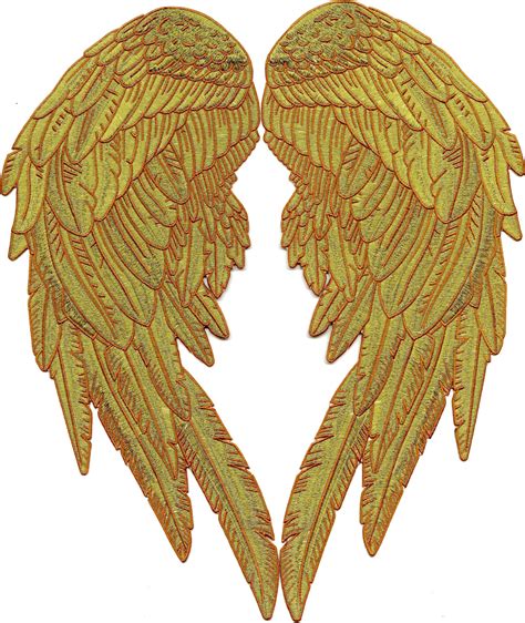 Gold Metallic Angel Wings 3d Feathers Patch Embroidered Iron On