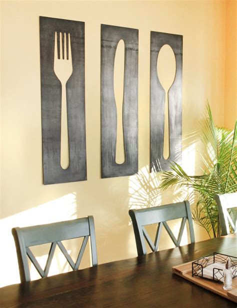 Fork And Spoon Decor Large Kitchen Wall Art Modern Metal Decor Modern