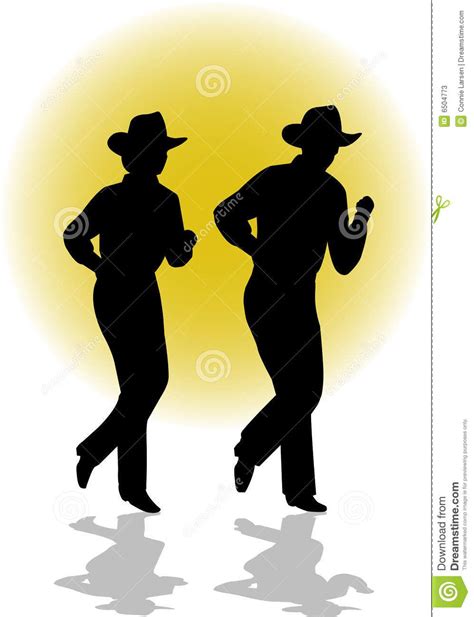 Country Line Dancing Coupleai Dance Silhouette Line Dancing