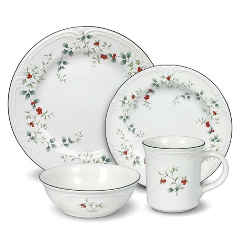 pfaltzgraff dinnerware winterberry christmas stoneware sets piece dinner plates bowls rose pc dishes tea china sc th bowl porcelain holiday