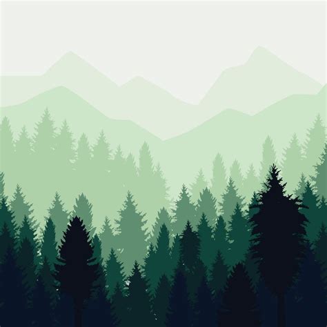 Mountains And Trees Silhouette For Logo Forest Illustration Forest