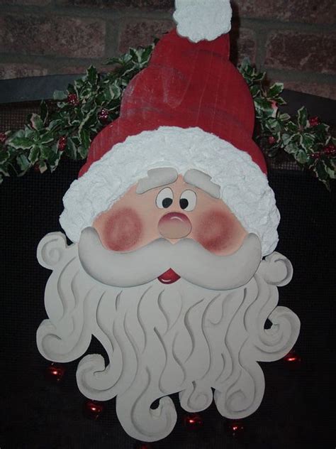 Whimsical Santa Face With Christmas Bells By Woodenwhimsie 2395