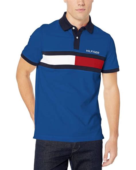 tommy hilfiger flag pride polo shirt in custom fit in blue for men lyst