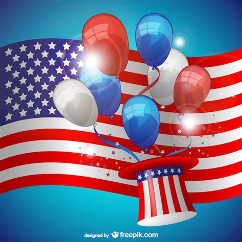 Independence Day Flag And Balloons Vector Free Download