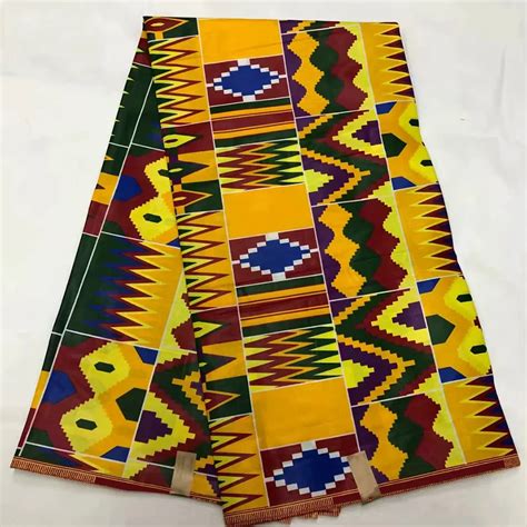 New Yellow African Kente Cloth Print Ethnic Textiles Kente Wax Asante