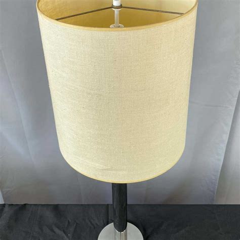Nessen Tall Minimalist Chrome Table Lamp With Original Shade C 1970