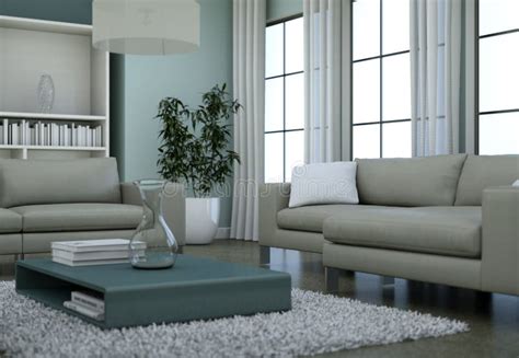Modern Minimalist Living Room Interior In Loft Design Style With Sofas
