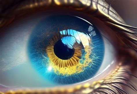 Premium Ai Image Closeup Of A Human Eye Blue And Gold Eye Generative Ai