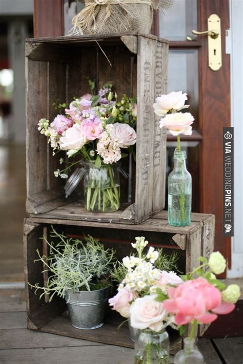 Pretty Rustic Romantic Display Flowers In Mixed Bottles