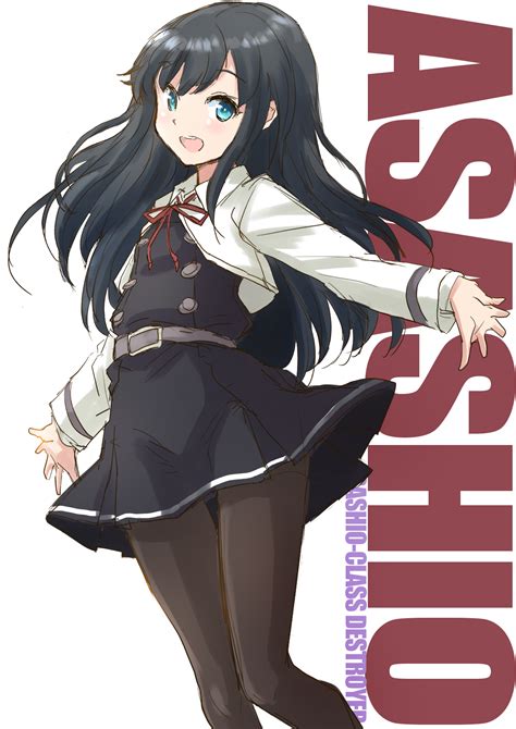 Long Hair Asashio Kancolle Anime Anime Girls Kantai Collection Black Hair Artwork