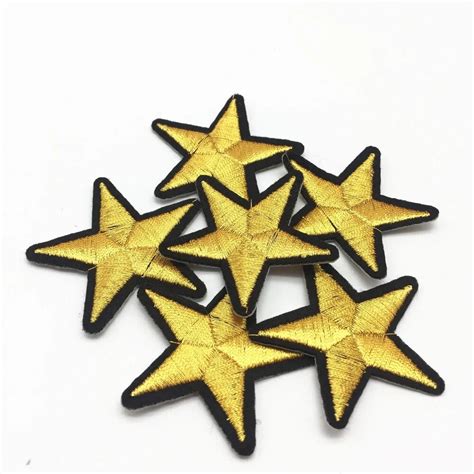 20pcs Iron On Gold Star Patches Diy Sewing Fabric Badge Garment Diy